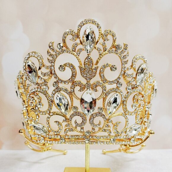 Crown for Pageant, Homecoming Prom Headpiece, quinceanera Crown, Gold Crown